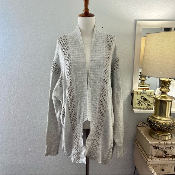 Sundance Light Grey Open Front Knit Cardigan Size XL - Picture 3 of 16